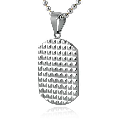 Stainless Steel Polished Geometric Pattern Dog Tag