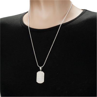 Stainless Steel Polished Geometric Pattern Dog Tag