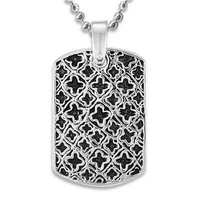 Stainless Steel Medieval Antiqued Dog Tag Necklace