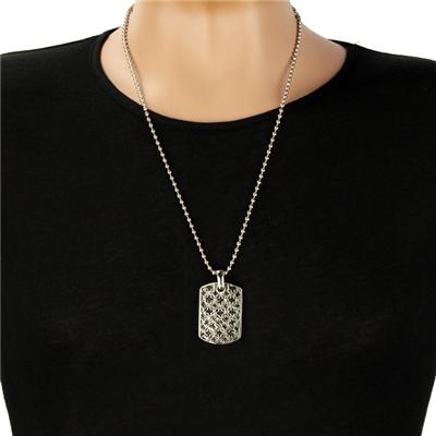 Stainless Steel Medieval Antiqued Dog Tag Necklace