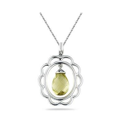 4.00 Carat All Natural Lemon Quartz Pendant in Sterling Silver