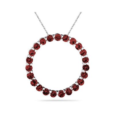 2.95ctw Garnet Circle Pendant in Sterling Silver