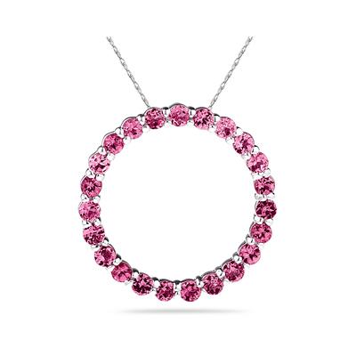 2.95ctw Pink Topaz Circle Pendant in Sterling Silver