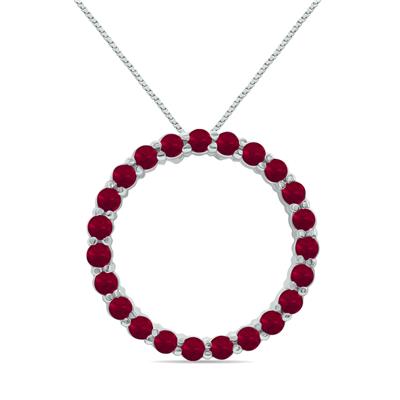 2.95ctw Ruby Circle Pendant in Sterling Silver