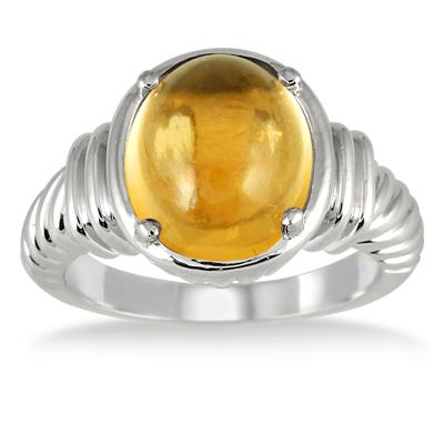 4.15 Carat All Natural Oval Citrine Ring in .925 Sterling Silver