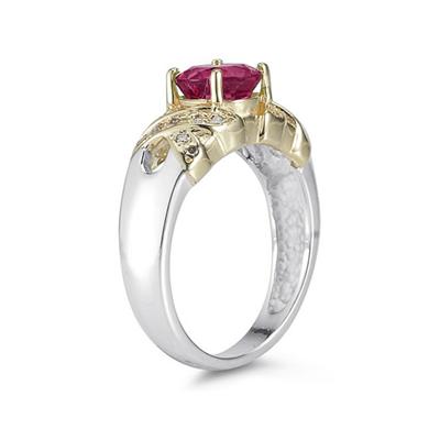 1.3ct Pink Topaz And Diamond Ring in 14K Yellow Gold And Silver 