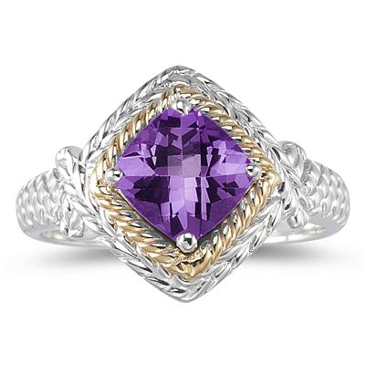 1.5ct Amethyst Ring in 14K Yellow Gold And Silver
