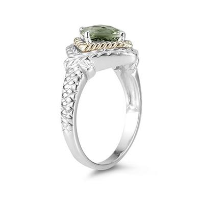 1.5ct Green Amethyst Ring in 14K Yellow Gold And Silver 