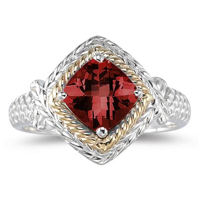 1.5ct Garnet Ring in 14K Yellow Gold And Silver 