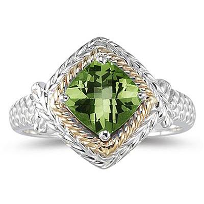 1.5ct Peridot Ring in 14K Yellow Gold And Silver 