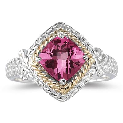 1.5ct Pink Topaz Ring in 14K Yellow Gold And Silver 
