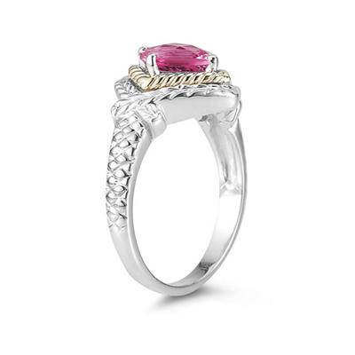 1.5ct Pink Topaz Ring in 14K Yellow Gold And Silver 