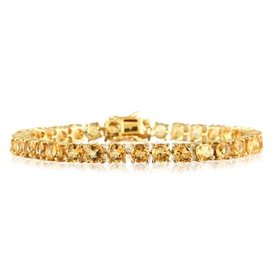 17 Carat Citrine Yellow Gold Plated Bracelet in .925 Sterling Silver