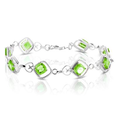 Diamond and Peridot Bracelet in .925 Sterling Silver 