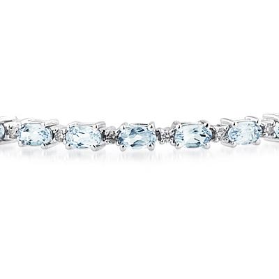 14k White Gold Diamond and Aquamarine Bracelet
