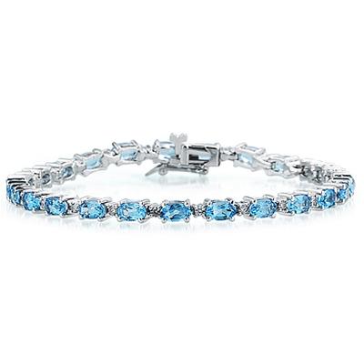 14k White Gold Diamond and Blue Topaz Bracelet