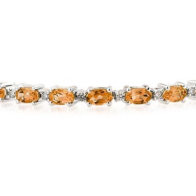 14k White Gold Diamond and Citrine  Bracelet