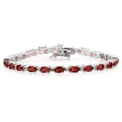 14k White Gold Diamond and Garnet Bracelet