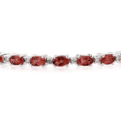 14k White Gold Diamond and Garnet Bracelet