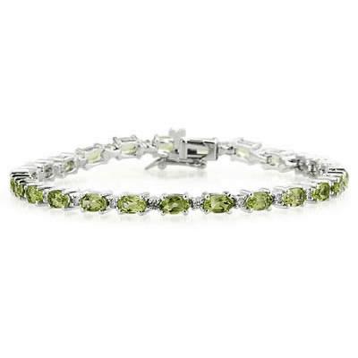 14k White Gold Diamond and Peridot Bracelet