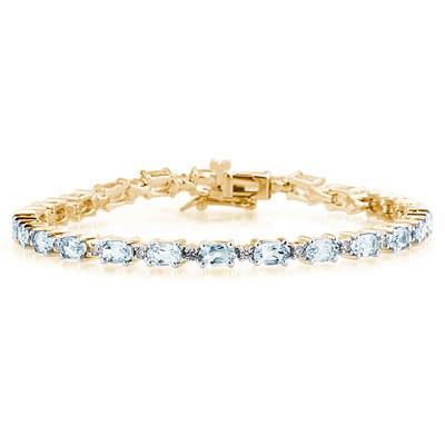 14k Yellow Gold Diamond and Aquamarine Bracelet