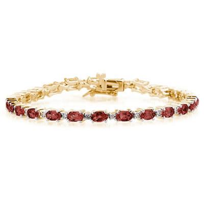 14k Yellow  Gold Diamond and Garnet   Bracelet