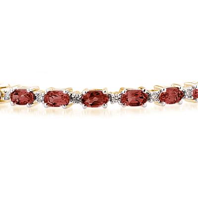 14k Yellow  Gold Diamond and Garnet   Bracelet