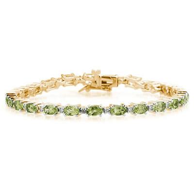 14k Yellow Gold Diamond and Peridot Bracelet