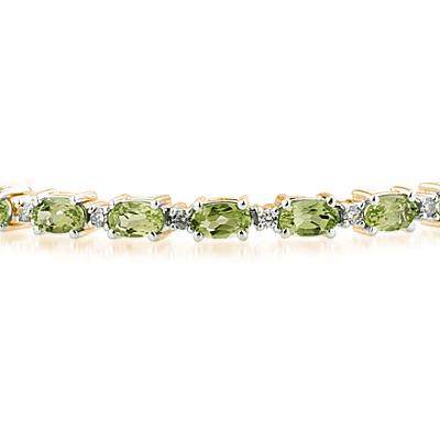 14k Yellow Gold Diamond and Peridot Bracelet
