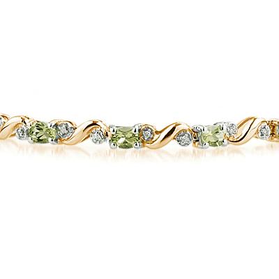 10k Yellow Gold Diamond and Peridot Bracelet