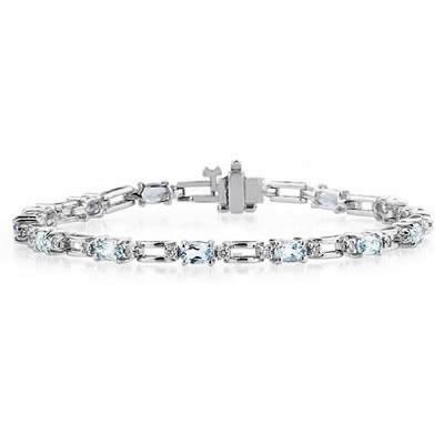 14k White Gold Diamond and Aquamarine Bracelet