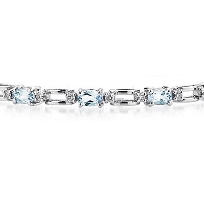 14k White Gold Diamond and Aquamarine Bracelet