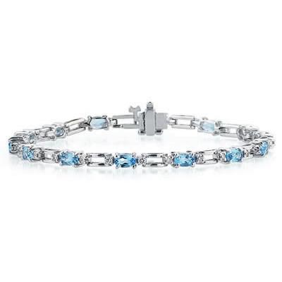 14k White Gold Diamond and Blue Topaz Bracelet