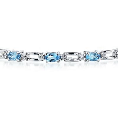 14k White Gold Diamond and Blue Topaz Bracelet