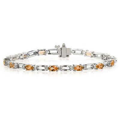 14k White Gold Diamond and  Citrine    Bracelet