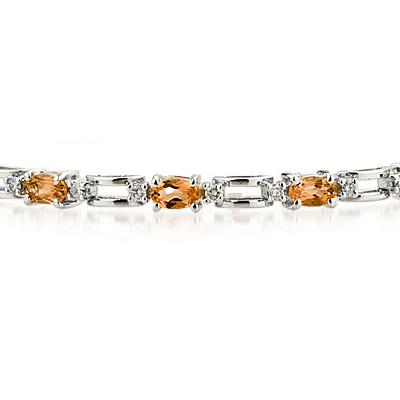 14k White Gold Diamond and  Citrine    Bracelet
