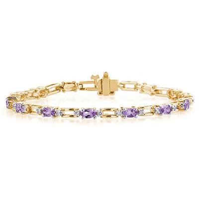 14k Yellow Gold Diamond and Amethyst Bracelet
