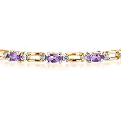 14k Yellow Gold Diamond and Amethyst Bracelet