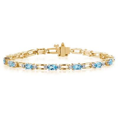 14k Yellow Gold Diamond and Blue Topaz Bracelet