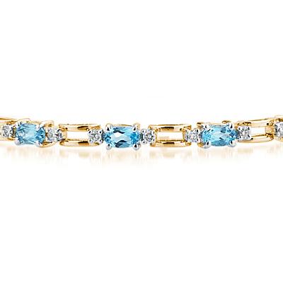 14k Yellow Gold Diamond and Blue Topaz Bracelet