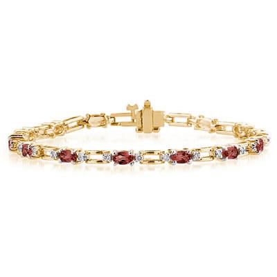 14k Yellow Gold Diamond and Garnet Bracelet