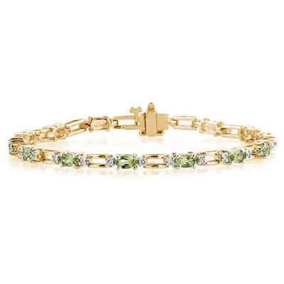 14k Yellow Gold Diamond and  Peridot  Bracelet