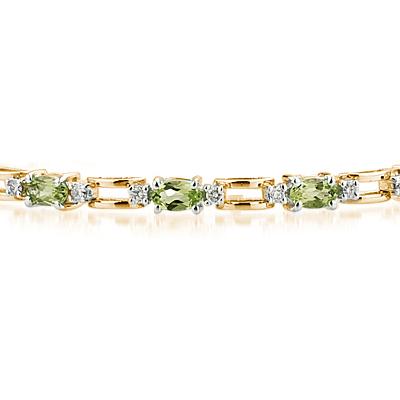 14k Yellow Gold Diamond and  Peridot  Bracelet