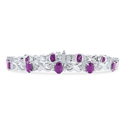 14k White Gold Diamond and  Amethyst  Bracelet