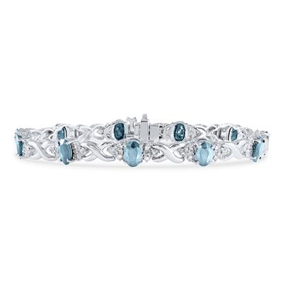 14k White Gold Diamond and Aquamarine Bracelet