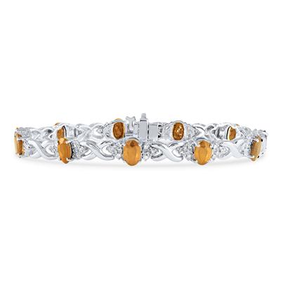 14k White Gold Diamond and  Citrine Bracelet