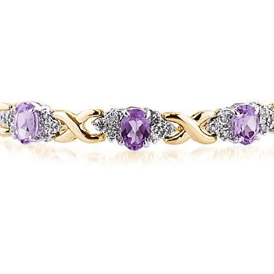 14k Yellow Gold Diamond and Amethyst Bracelet