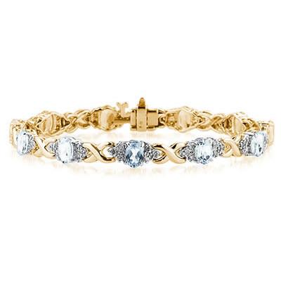 14k Yellow Gold Diamond and Aquamarine Bracelet - SPB8140AQ