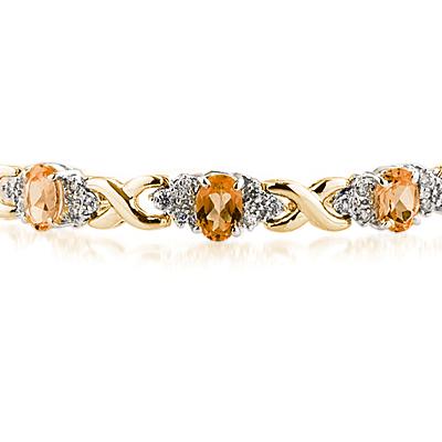 14k Yellow Gold Diamond and Citrine  Bracelet