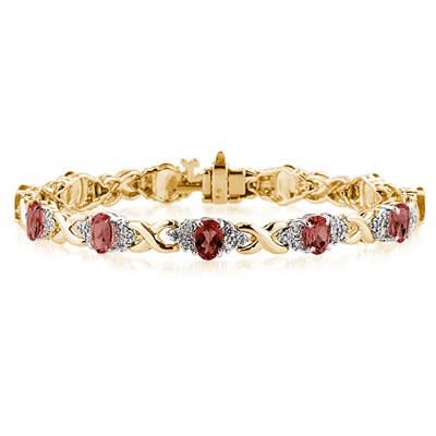 14k Yellow Gold Diamond and  Garnet Bracelet
